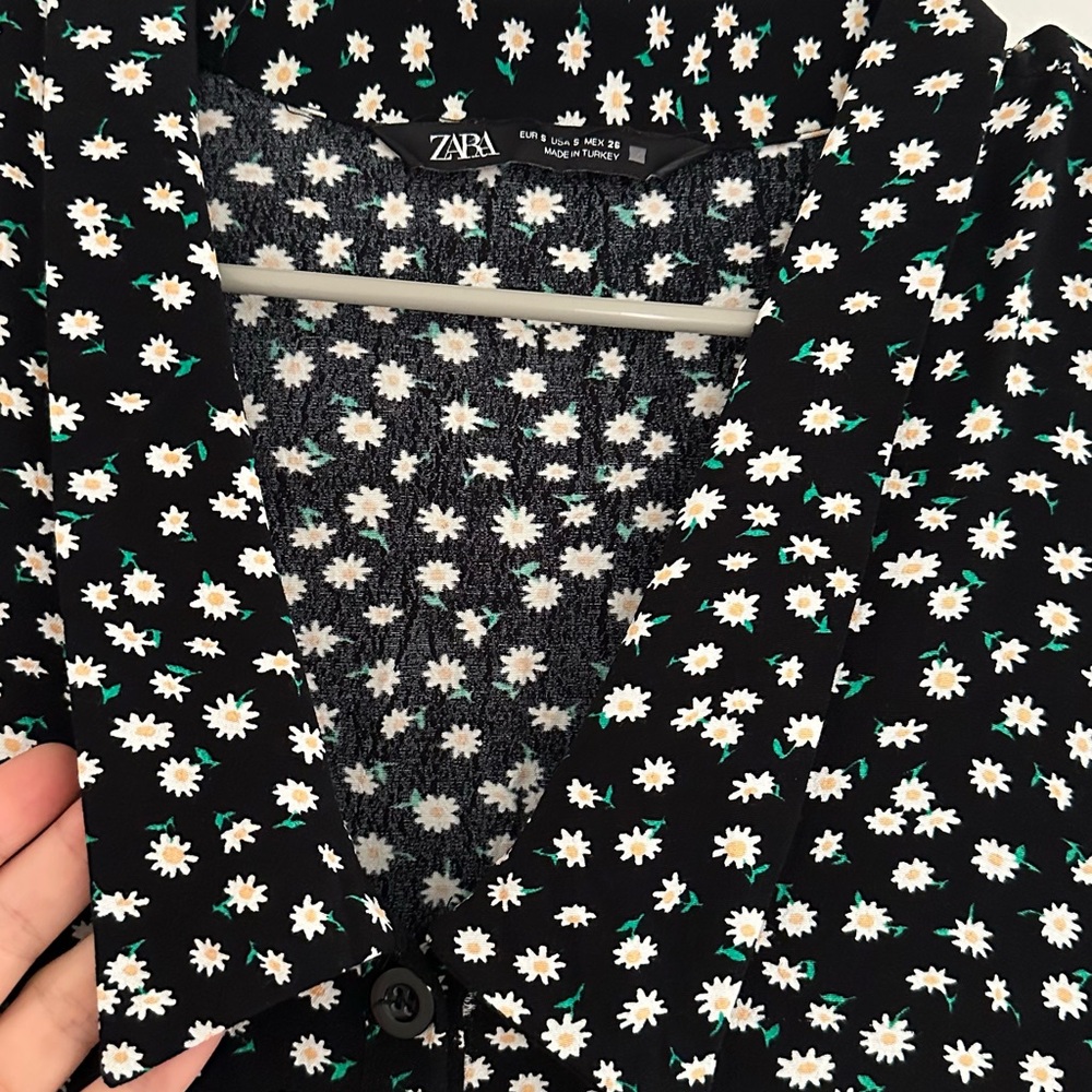 Zara Black Floral Blouse